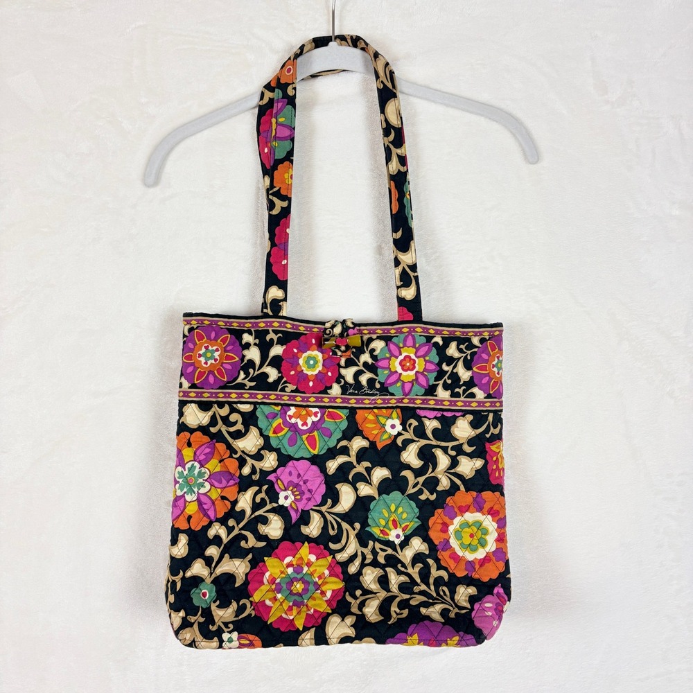 Vera Bradley Tote Bag Cotton Shoulder Bag Retired Print Suzani 2011 Toggle Close